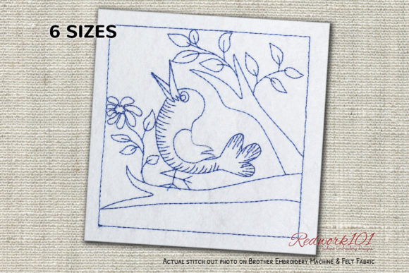 Bird Sing a Song Morning Spring Redwork Review