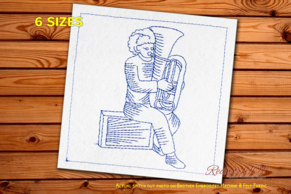 Review: Musician is Playing Tuba Redwork Design