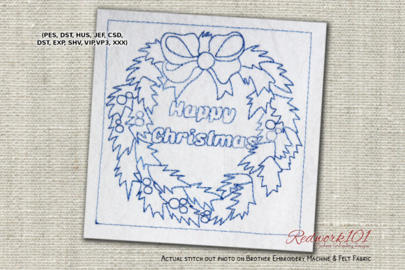 Reviewing Decorative Christmas Wreath Redwork for Makers
